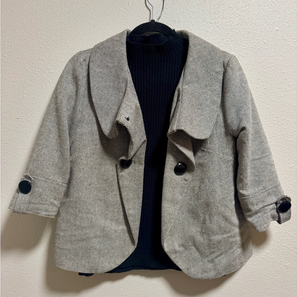 Gray Blazer with Black Accents
